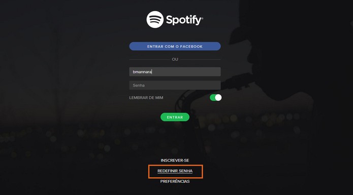 Clique no botão para redefinir a senha do Spotify (Foto: Reprodução/Barbara Mannara)