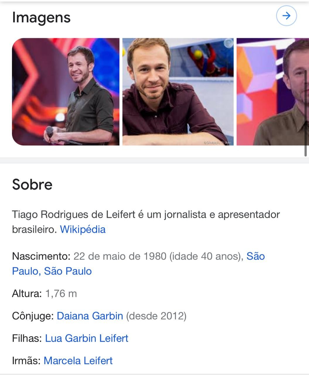 Internautas mudam dados de Mariana Ximenes no Google para igualar com Tiago Leifert (Foto: Reprodução/Instagram)