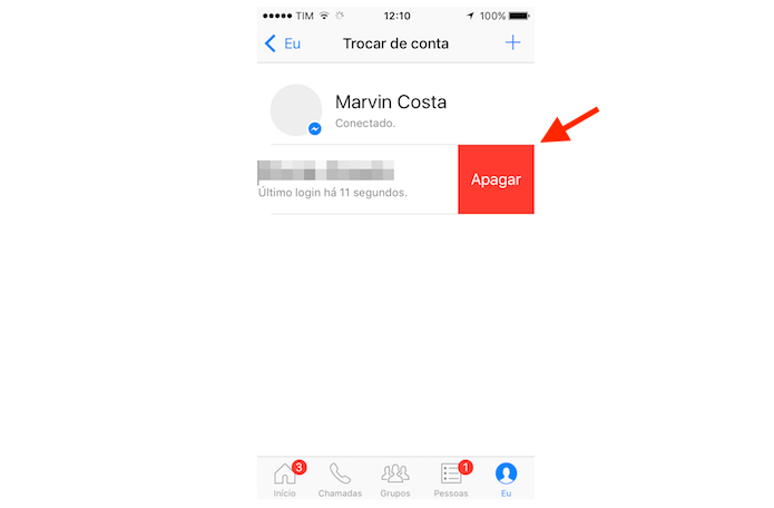 Removendo uma conta do Facebook Messenger para iPhone (Foto: Reprodução/Marvin Costa)