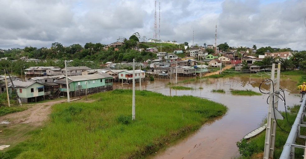 Nove bairros de Cruzeiro do Sul já foram atingidos pelas águas do Rio Juruá  — Foto: Glédisson Albano/Rede Amazônica Acre