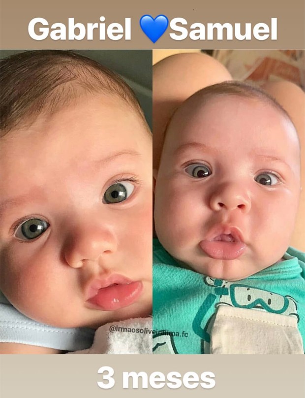 Gabriel e Samuel, filhos de Andressa Suita e Gusttavo Lima, aos 3 meses (Foto: Reprodução/Instagram)