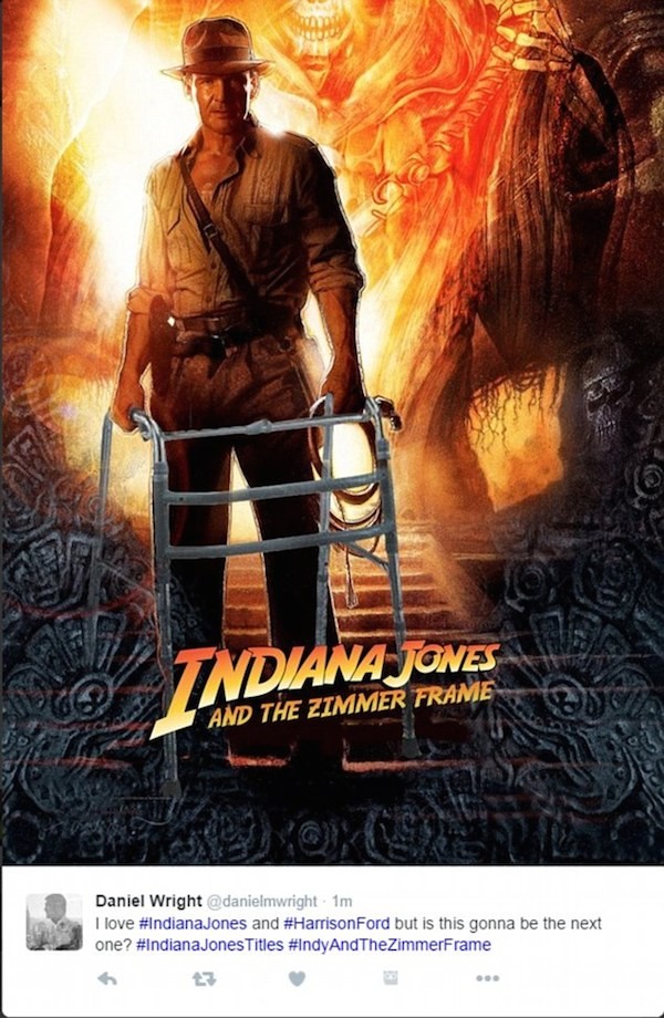 'Indiana Jones e o Andador', sugeriu um fã (Foto: Twitter)