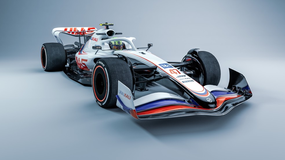 Haas simula pintura atual no carro de 2022 da F1 — Foto: Haas F1 Team