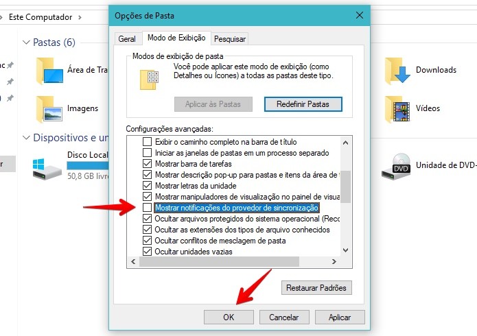 Desativando os anúncios no Explorer do Windows 10 (Foto: Reprodução/Helito Bijora) 