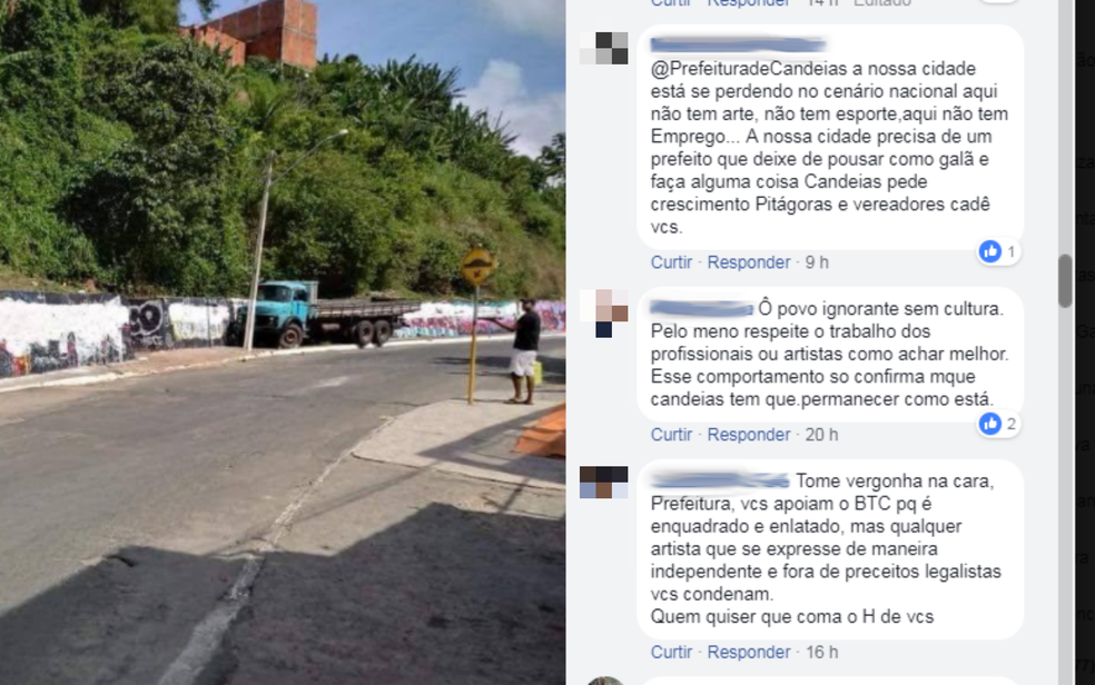 Moradores se manifestaram com relação ao ato de vandalismo (Foto: Reprodução/ Redes Sociais)