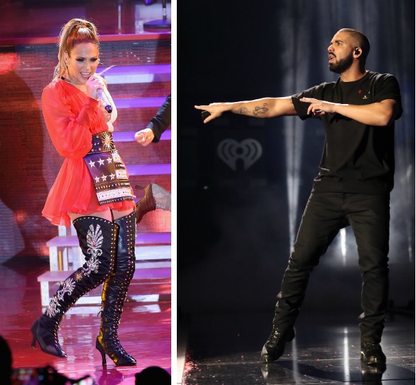 A cantora Jennifer Lopez e o rapper Drake (Foto: Getty Images)