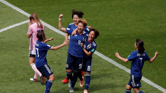 JapÃ£o comemora gol de Sugasawa sobre a EscÃ³cia na Copa do Mundo Feminina