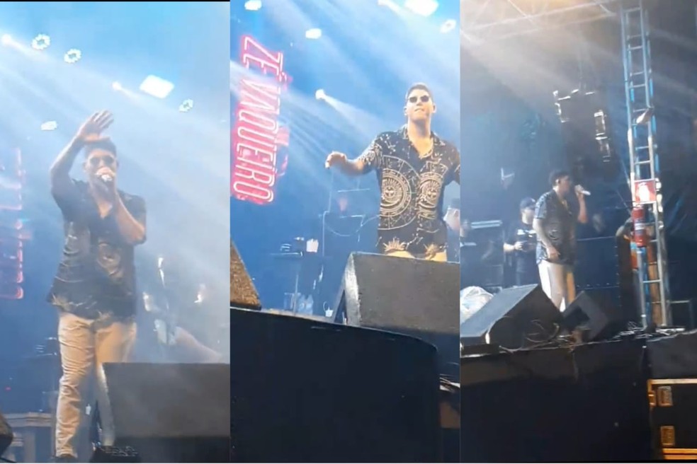 Zé Vaqueiro parou show ainda na primeira música após tiros no carnaval de Beberibe, no Ceará. — Foto: Reprodução