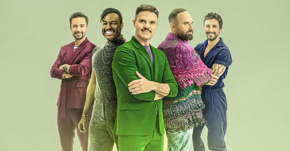 Queer Eye Brasil conta com os cinco fabulosos Guto, Yohan, Rica, Luca e Fred  — Foto: Reprodução/JustWatch