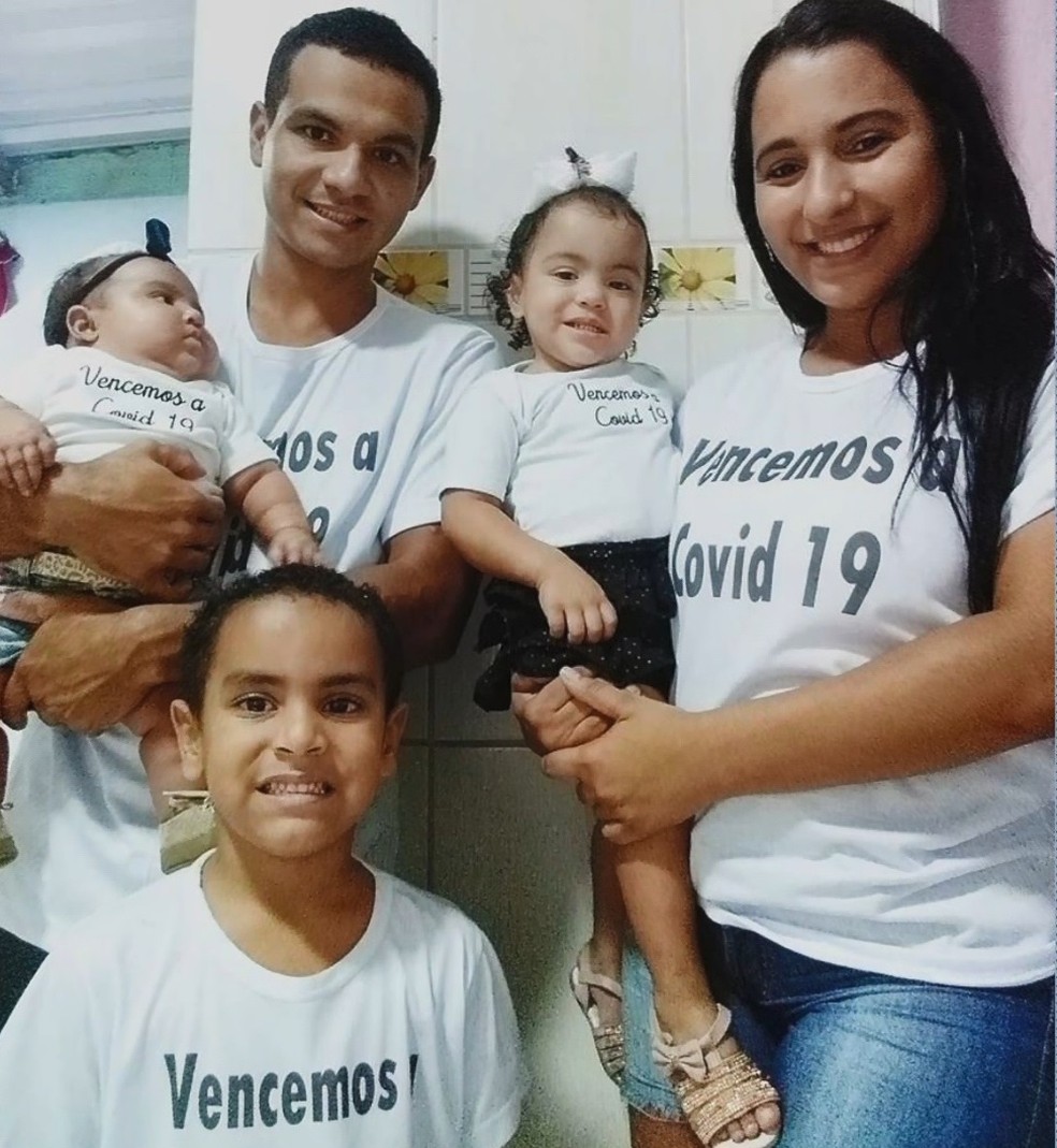 Família vence Covid-19 e faz camiseta em comemoração — Foto: Acervo pessoal 