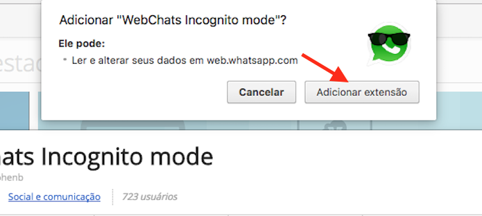Opção para baixar e instalar a extensão WebChats Incognito Mode para Google Chrome (Foto: Reprodução/Marvin Costa)