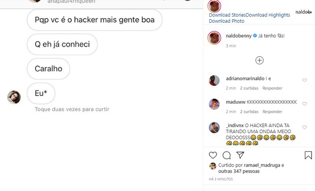 Perfil do Instagram de Naldo é hackeado (Foto: Reprodução/Twitter)