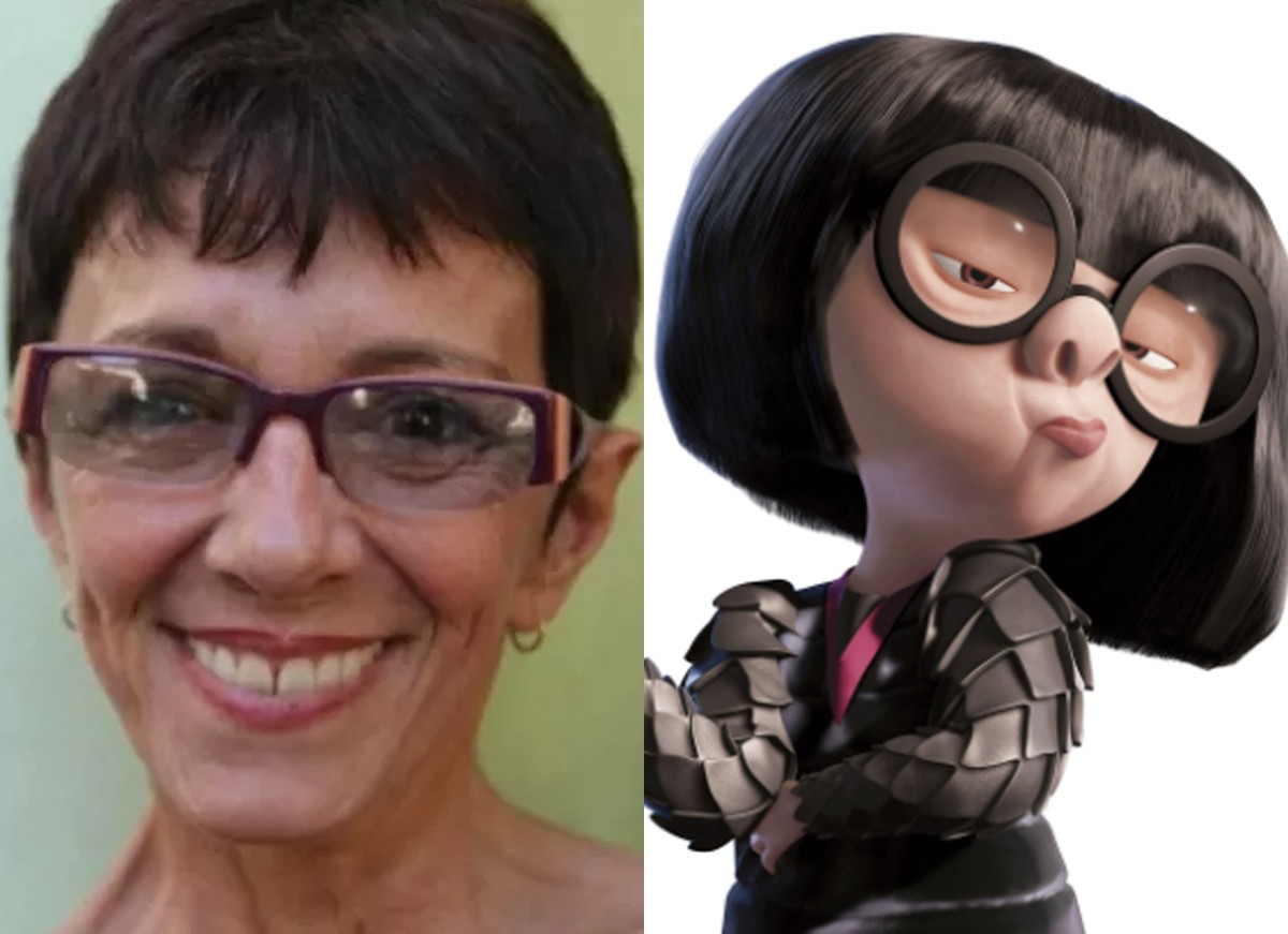 Nadia Carvalho: dubladora de personagems como Tia Edna de Os Incríveis (Foto: Reprodução Instagram e Divulgação)
