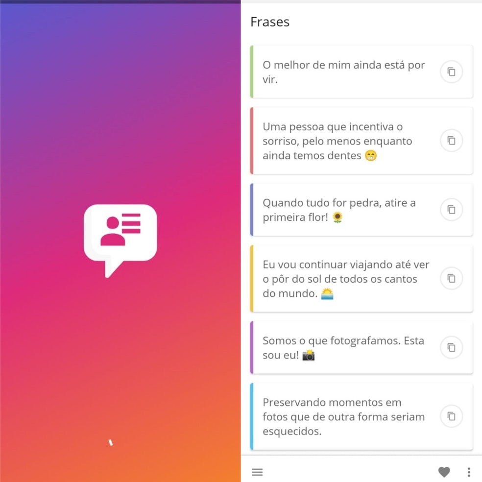 Frases para bio do Instagram: quatro apps com ideias para o perfil | Redes  sociais | TechTudo