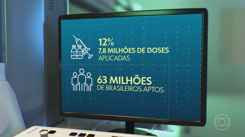 Apenas 12% dos 63 milhões de brasileiros aptos a se vacinar procuraram os postos de saúde — Foto: JN