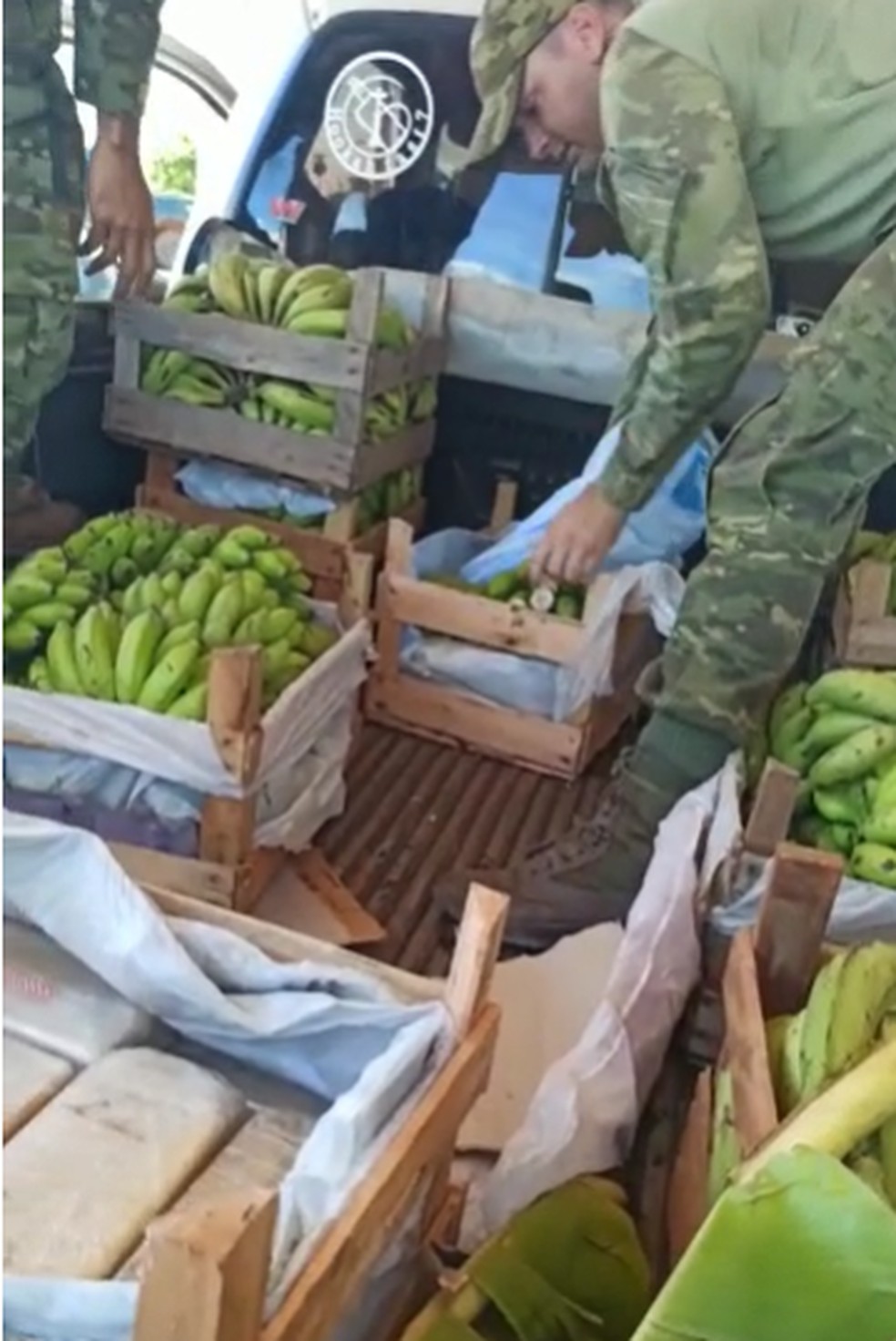 Droga foi encontrada escondida em caixas de banana — Foto: Reprodução