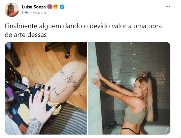Vitão tatua o bumbum de Luísa Sonza (Foto: Reprodução/Instagram)