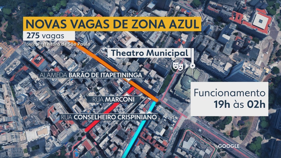 Novas vagas de Zona Azul em São Paulo — Foto: Reprodução/TV Globo
