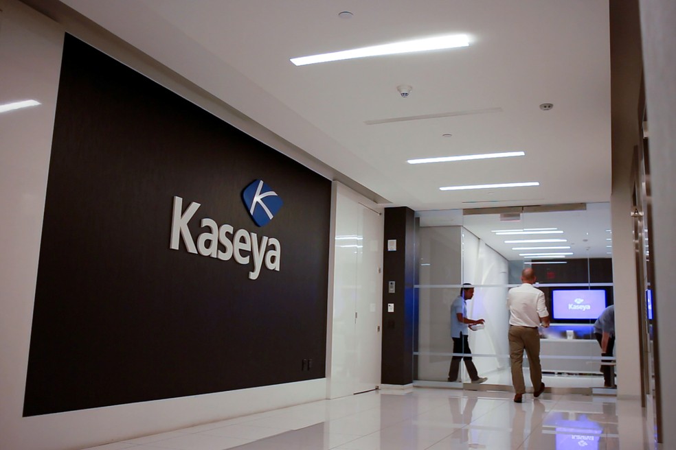 Entrada do escritório da empresa Kaseya, sediada em Miami, nos Estados Unidos — Foto: Kaseya via REUTERS