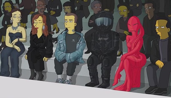 Kanye West e Kim Kardashian retratados em episódio de Os Simpsons ambientado em desfile da Semana de Moda de Paris (Foto: Reprodução)
