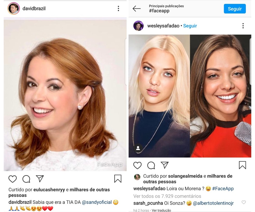 Famosos postaram suas selfies modificadas no FaceApp no Instagram — Foto: Reprodução/Emanuel Reis