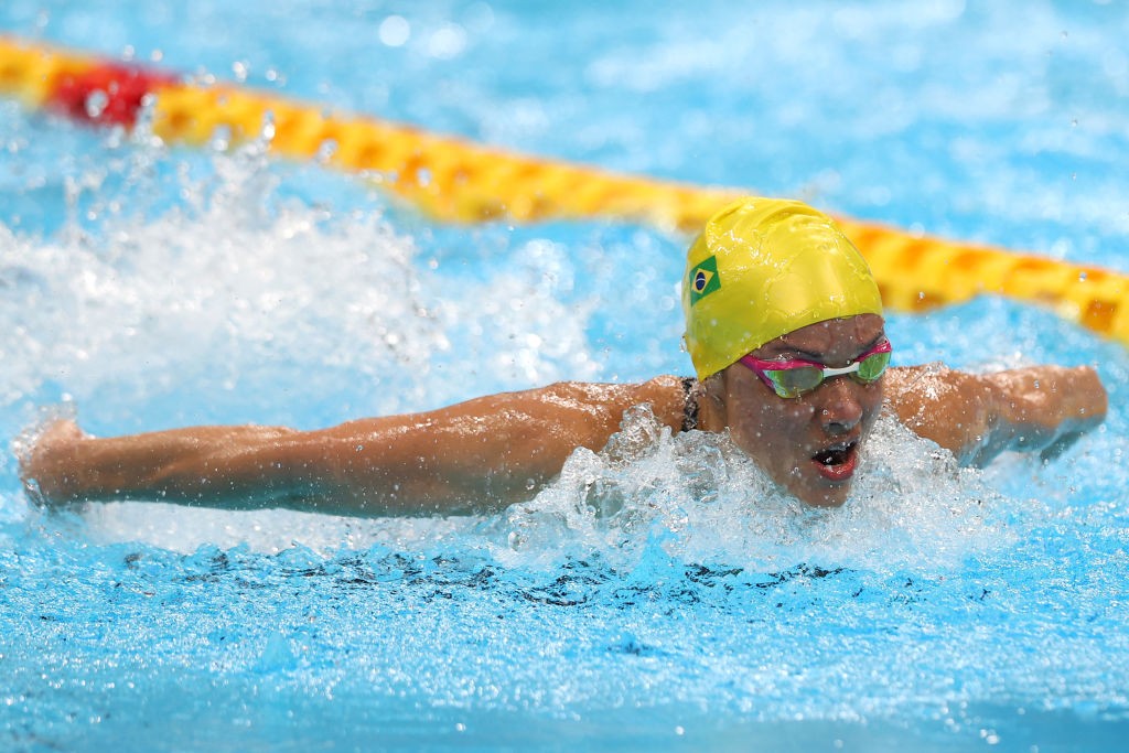 A nadadora brasileira Maria Carolina Gomes Santiago nos Jogos de Tóquio 2020 (Foto: Getty Images)