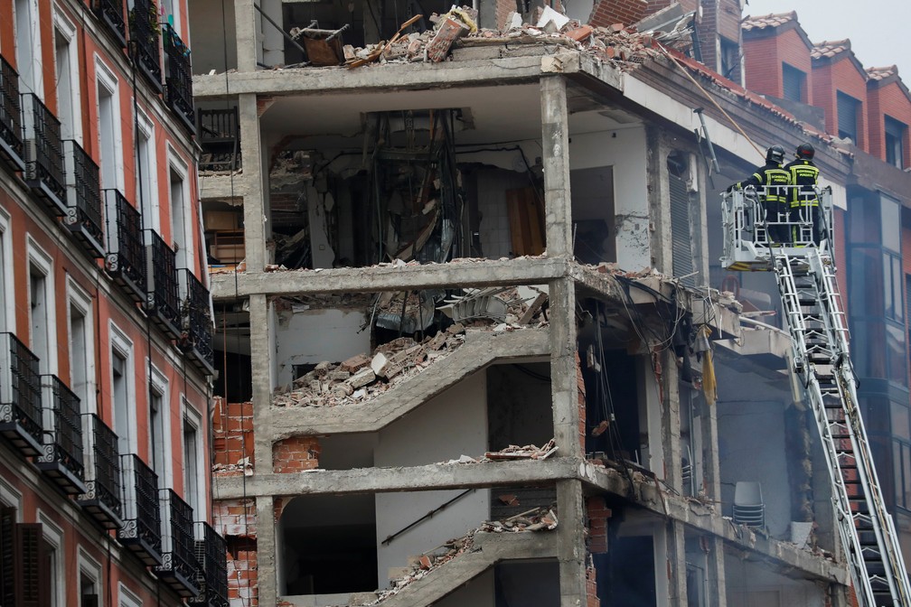 Explosão em prédio no centro de Madri em 20 de janeiro de 2021 — Foto: Susana Vera/Reuters