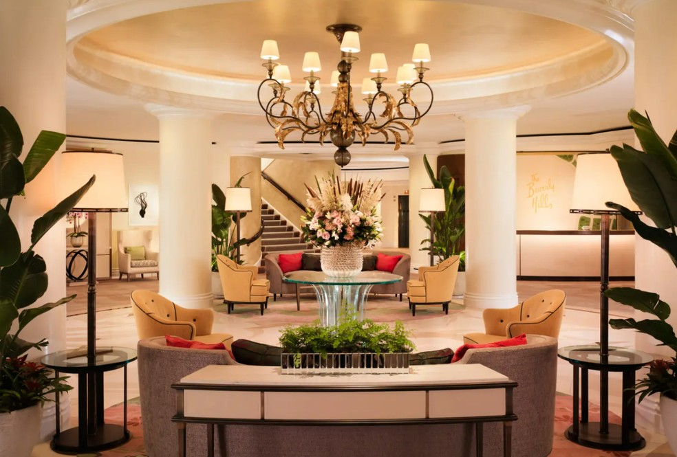 Lobby do The Beverley Hills Hotel  — Foto: Divulgação
