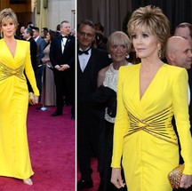 Jane Fonda diva num longo amarelo (Foto: Getty Images) — Foto: Glamour