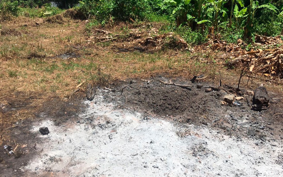 Área onde o objeto supostamente caiu em Monte Gordo (Foto: Juliana Almirante / G1)