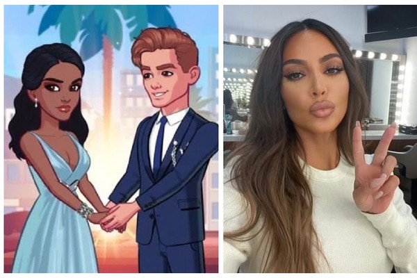 Uma imagem do app de Kim Kardashian com a referência ao casal composto pela atriz Meghan Markle e o Príncipe Harry (Foto: Reprodução/Instagram)