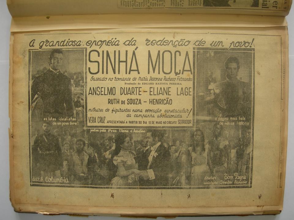 Panfleto de divulgação do filme Sinhá Moça, de 1953 (Foto: Acervo Ruth de Souza)