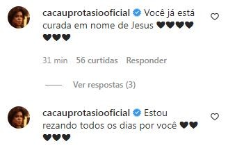 Cacau Protásio deixou mensagem de apoio para Simony (Foto: Reprodução / Instagram)