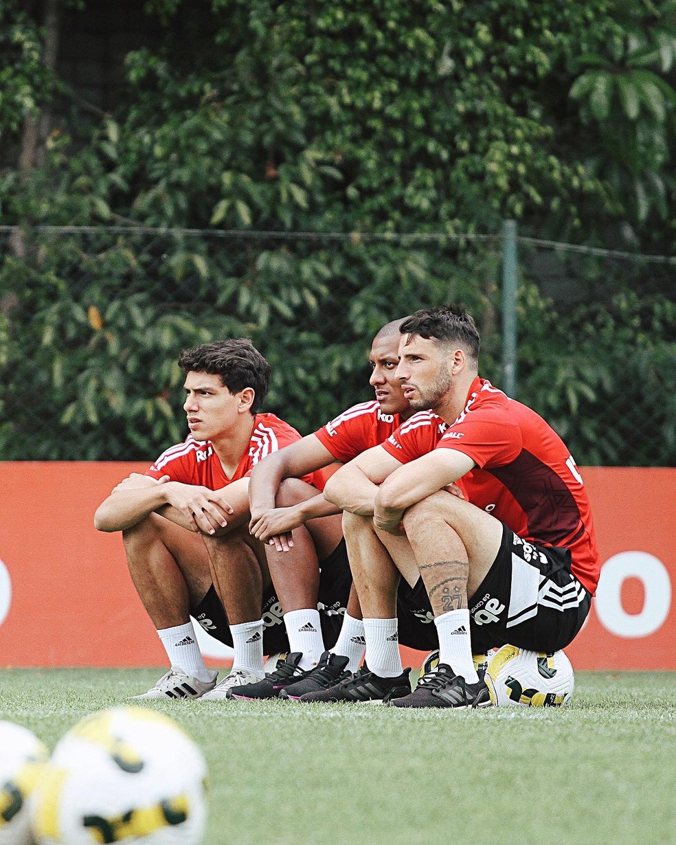 Moreira, Luizão e Calleri em treino do São Paulo — Foto: São Paulo FC