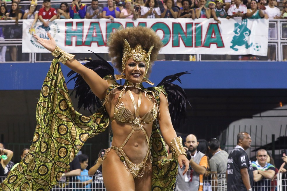Viviane Araújo brilha no Desfile das Campeãs pela Mancha Verde em 2019 — Foto: Celso Tavares/G1