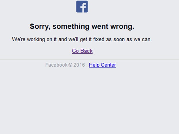 Facebook saiu do ar nesta sexta-feira (26) (Foto: Reprodução/Facebook)