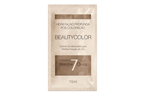 Blend 7 óleos, BeautyColor (R$ 1,22 cada sachê): para o cabelo, com óleo de Argan, Ojon, Oliva, Cálamo, Monoi, Macadâmia e Mirra