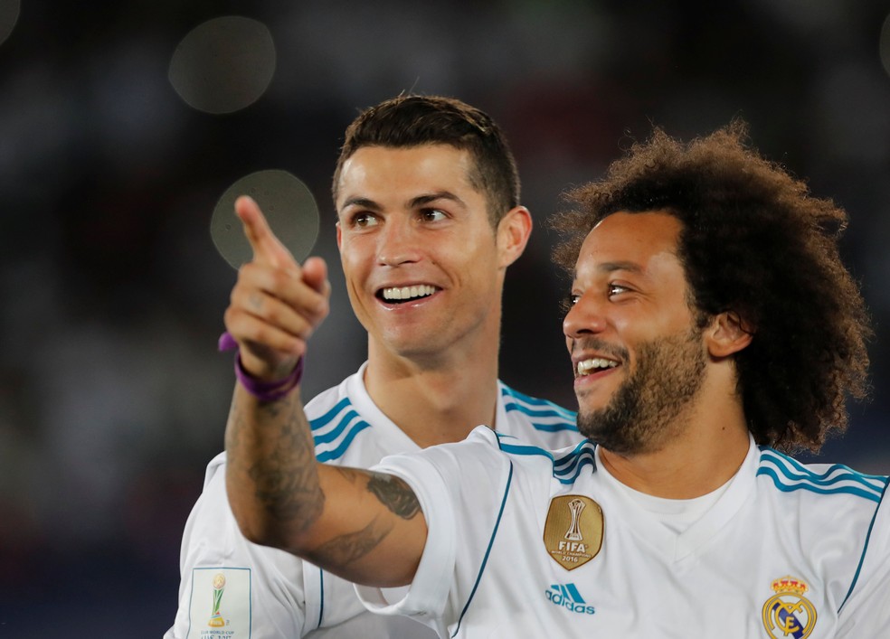 Cristiano Ronaldo e Marcelo na época do Real Madrid — Foto: Reuters