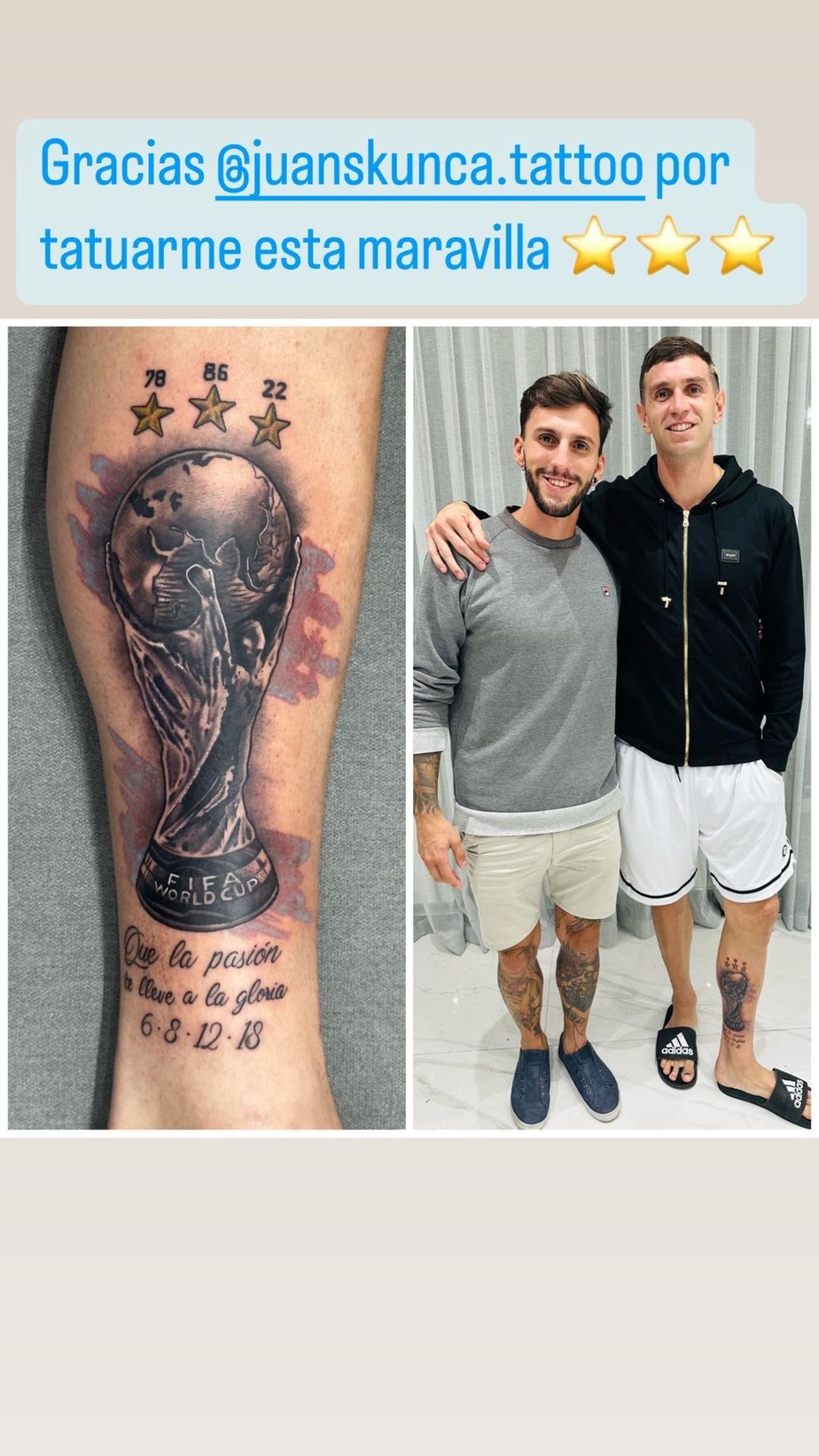 Goleiro argentino Emiliano Martinez tatua taça da Copa