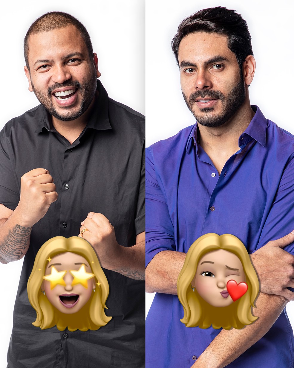 Projota e Rodolffo recebem emojis de Kerline — Foto: Globo