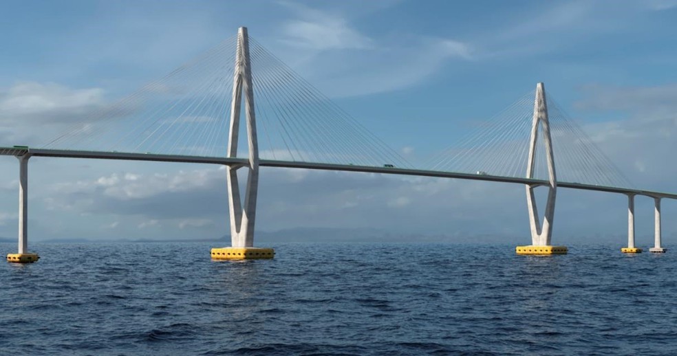 Proje&ccedil;&atilde;o da ponte que vai ligar Salvador a Itaparica &mdash; Foto: Divulga&ccedil;&atilde;o/GOVBA