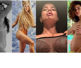 Depois de Bianca Bin postar silhueta, Alinne Moraes compartilhou imagem com os seios à mostra sob blusa de tela; Paolla Oliveira postou corpo nu com os seios cobertos por cachos e Nanda Costa pousou as mãos sobre o peito | Reprodução/Instagram