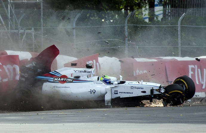 Acidente de Felipe Massa na última volta do GP do Canadá (Foto: AP)