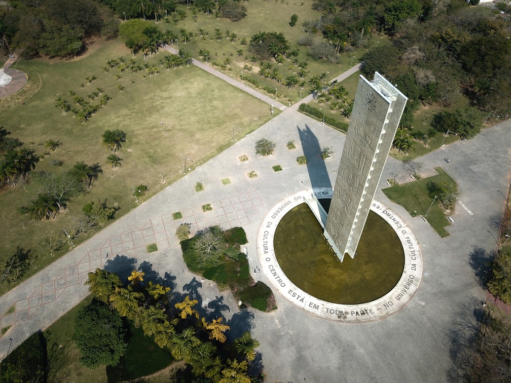 Vista aérea da Praça do Relógio, na Cidade Universitária da USP, na Zona Oeste de São Paulo. — Foto:  Cecília Bastos/USP Imagem