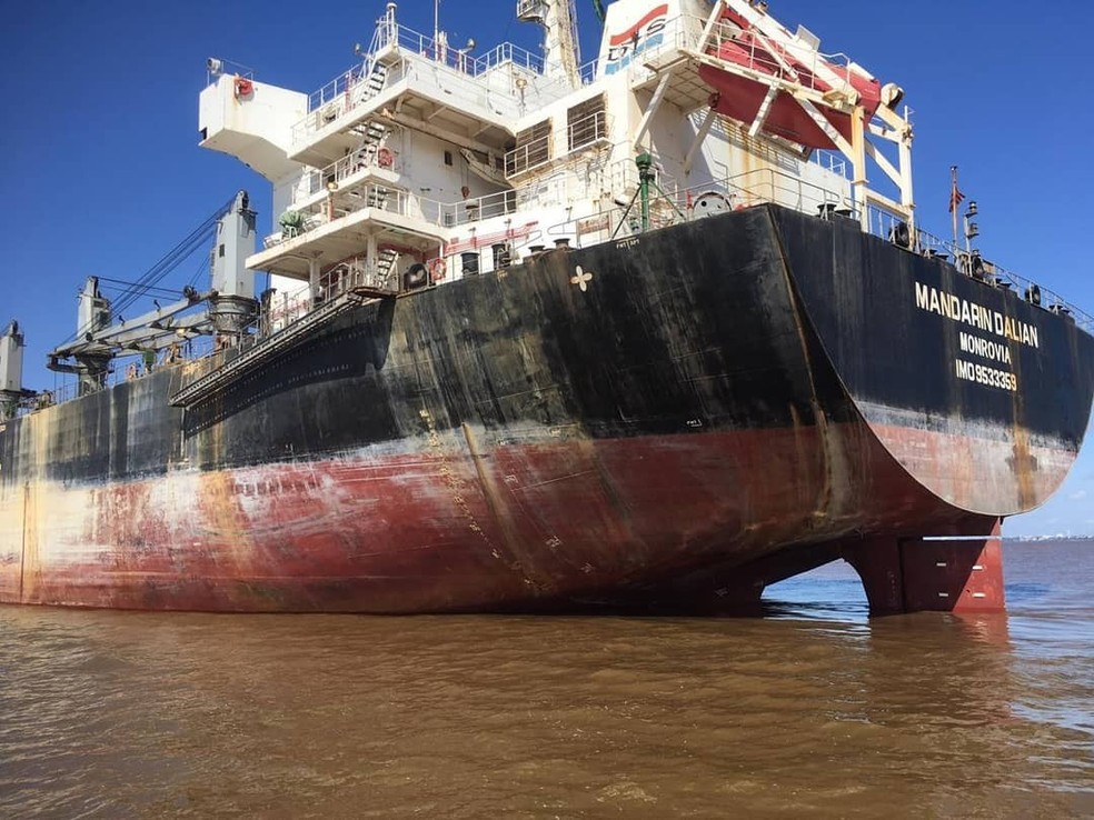 Navio em quarentena em Macapá — Foto: SVS/Divulgação