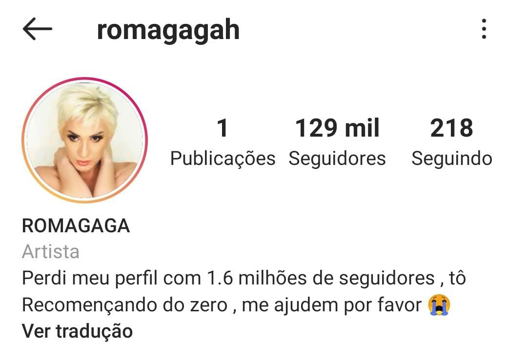 Romagaga tem perfil desativado no Instagram  (Foto: Reprodução/Instagram)