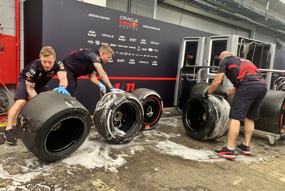 Limpeza de pneus carro de F1