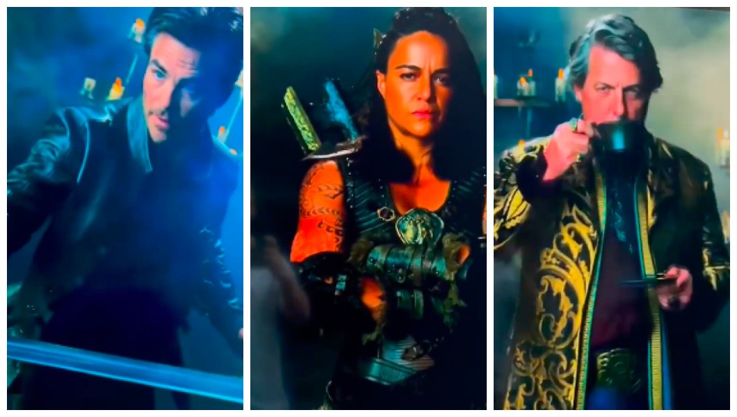 Chris Pine, Michelle Rodriguez e Hugh Grant em Dungeons and Dragons: Honor Among Thieves (Foto: Reprodução)