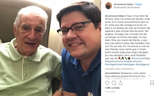 Orlando Drummond ganha homenagens pelos 99 anos (Foto: Reprodução/Instagram)