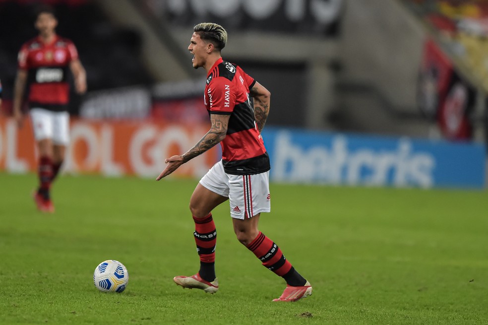 Pedro em Flamengo x Internacional, pelo Campeonato Brasileiro — Foto: Thiago Ribeiro/AGIF